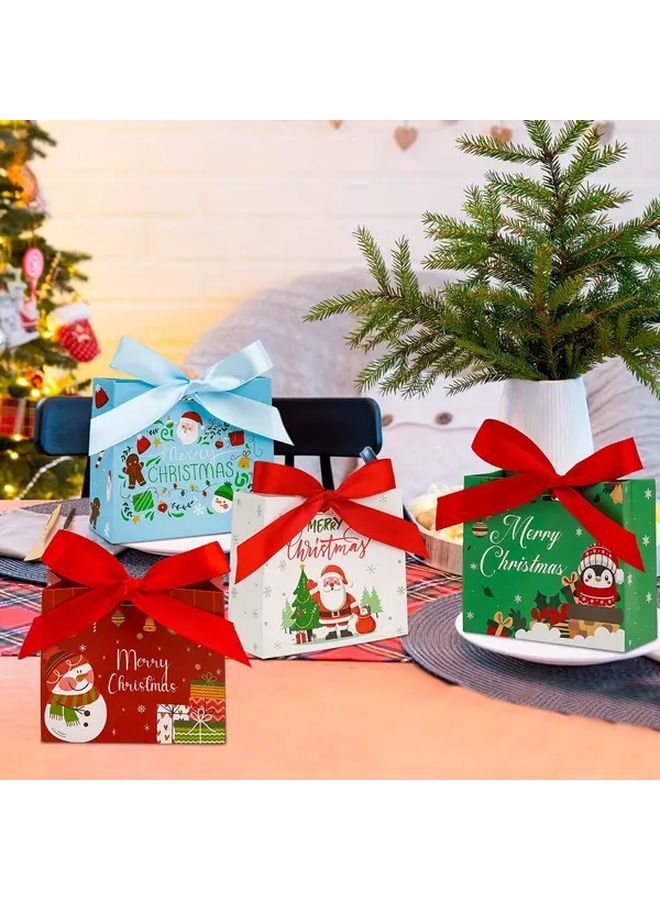 Christmas Gift Bags 15pcs Blue 4.53x3.94x1.77 Inch Foil Party Boxes with Ribbon - Image 4